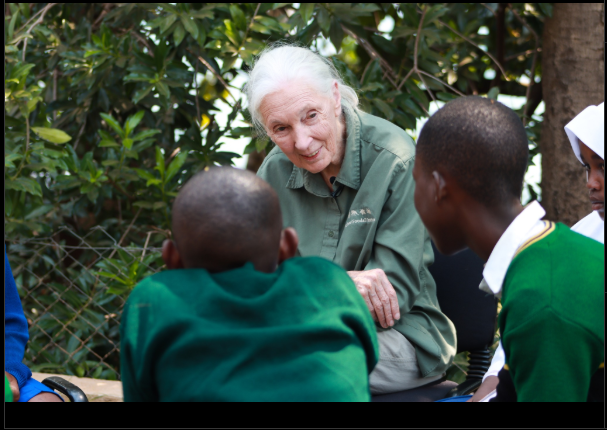 Dr. Jane Goodall with youth